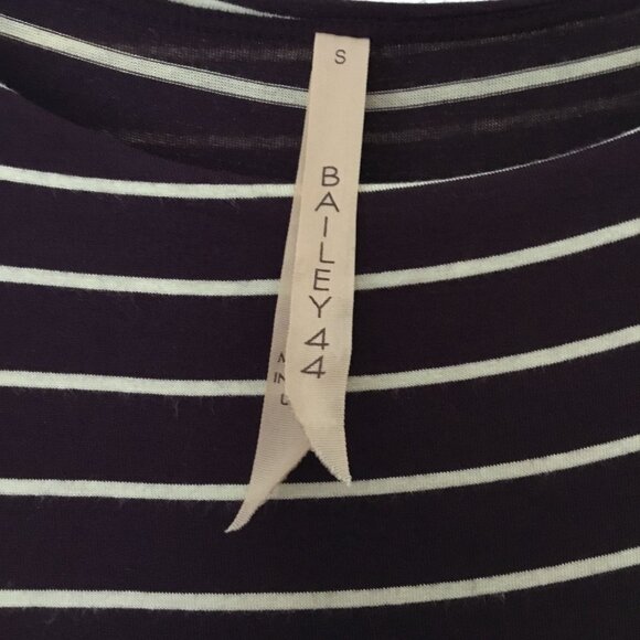 ANTHROPOLOGIE BAILEY 44 Purple Cream Stripe Bodycon Stretch Midi Dress S Knit - Picture 2 of 7